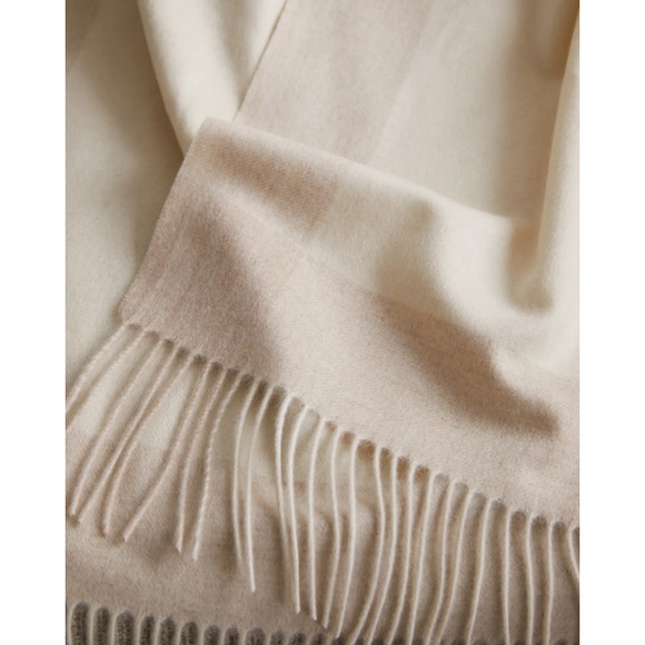 Quince Bedding Quince 0 Cashmere Border Throw Blanket Natural Nwt